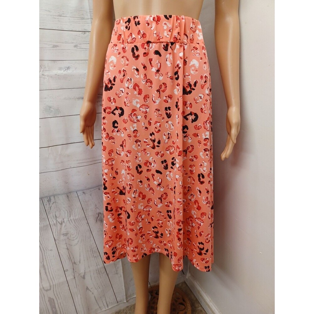 New Directions Coral Red  Black Asymmetrical Hem Skirt Large NWT Boho